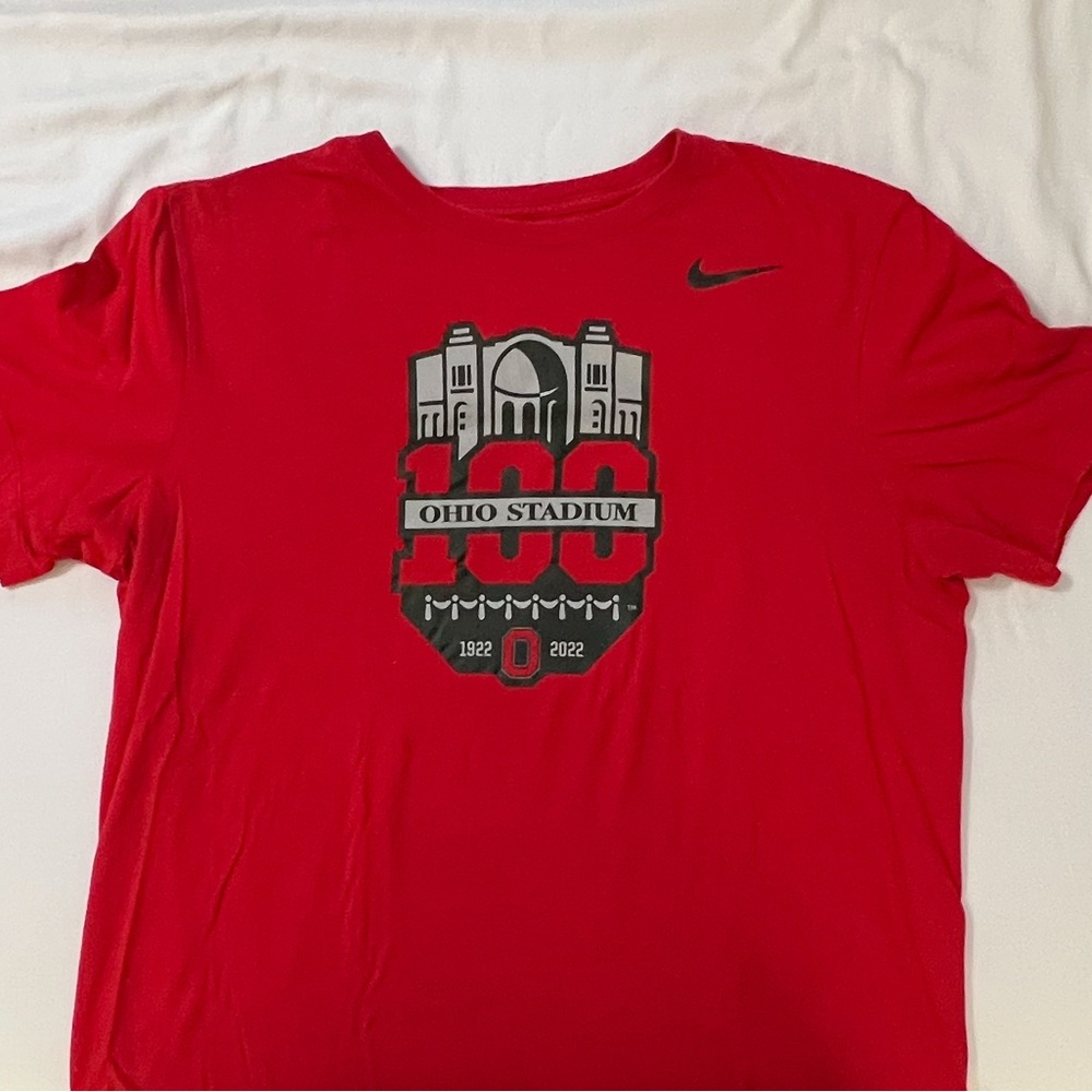 Men’s The Nike Tee Ohio Stadium 100 Year Anniversary Shirt in Red (Size: Large)